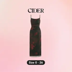 Cider [size 0-26] Floral Ruched Mesh Maxi Dress