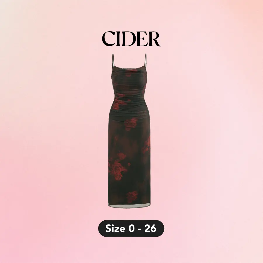 Cider [size 0-26] Floral Ruched Mesh Maxi Dress SummerFinds