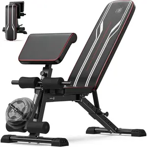 3 in 1 Adjustable Weight Bench with Leg Extension & Preacher Curl Pad for Full Body Workout, 800LBS Foldable Exercise Bench at Home Gym, Portable Lifting Incline Decline Flat Strength Training