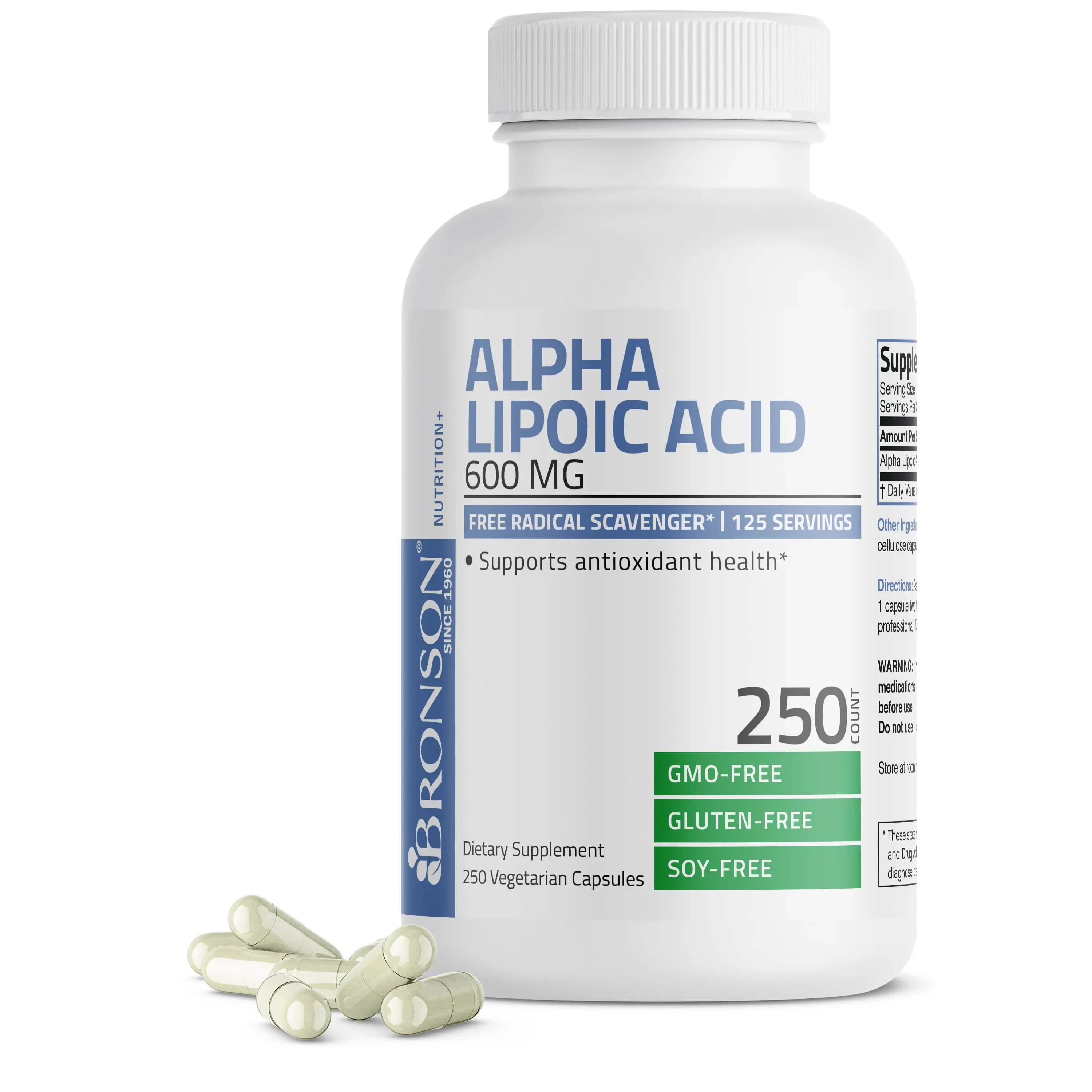 Bronson Alpha Lipoic Acid 600 MG Free Radical Scavenger Supports Antioxidant Health & Glucose Metabolism - Non-GMO Healthcare Edible Supplement Fitness