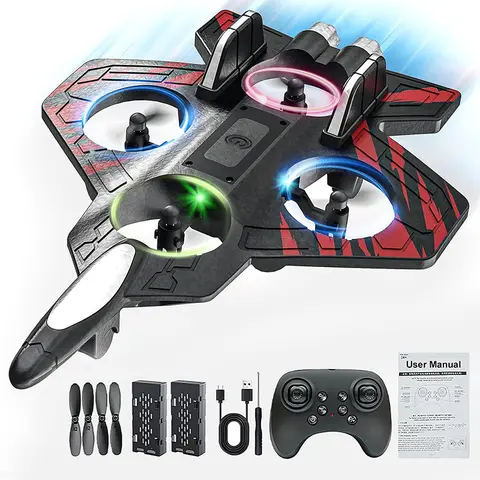 RC Airplane Trainer - EPP Foam Remote Control Aircraft, Cool Gifts for Kids, 3 Speed Modes, 2 Batteries, 360° Circling, LED Lights, Propellers, Educational Science & Tech Toy, Adults Reliving Childhood Fun (Note: Unstable in Slight Airflow)