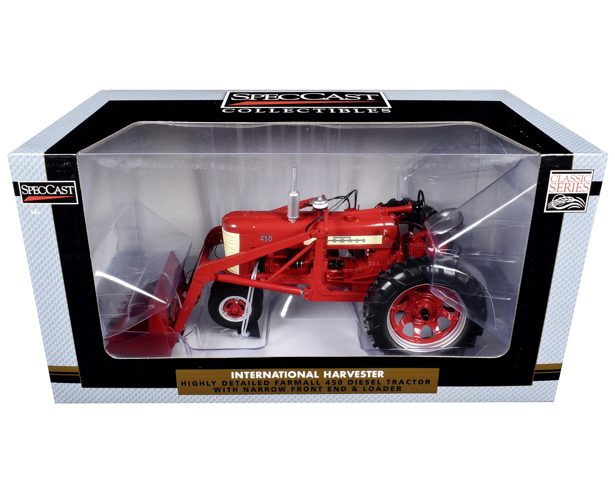 Farmall 450 Narrow Front Diesel Tractor with Loader Red "Classic Series" 1/16 Diecast Model by SpecCast