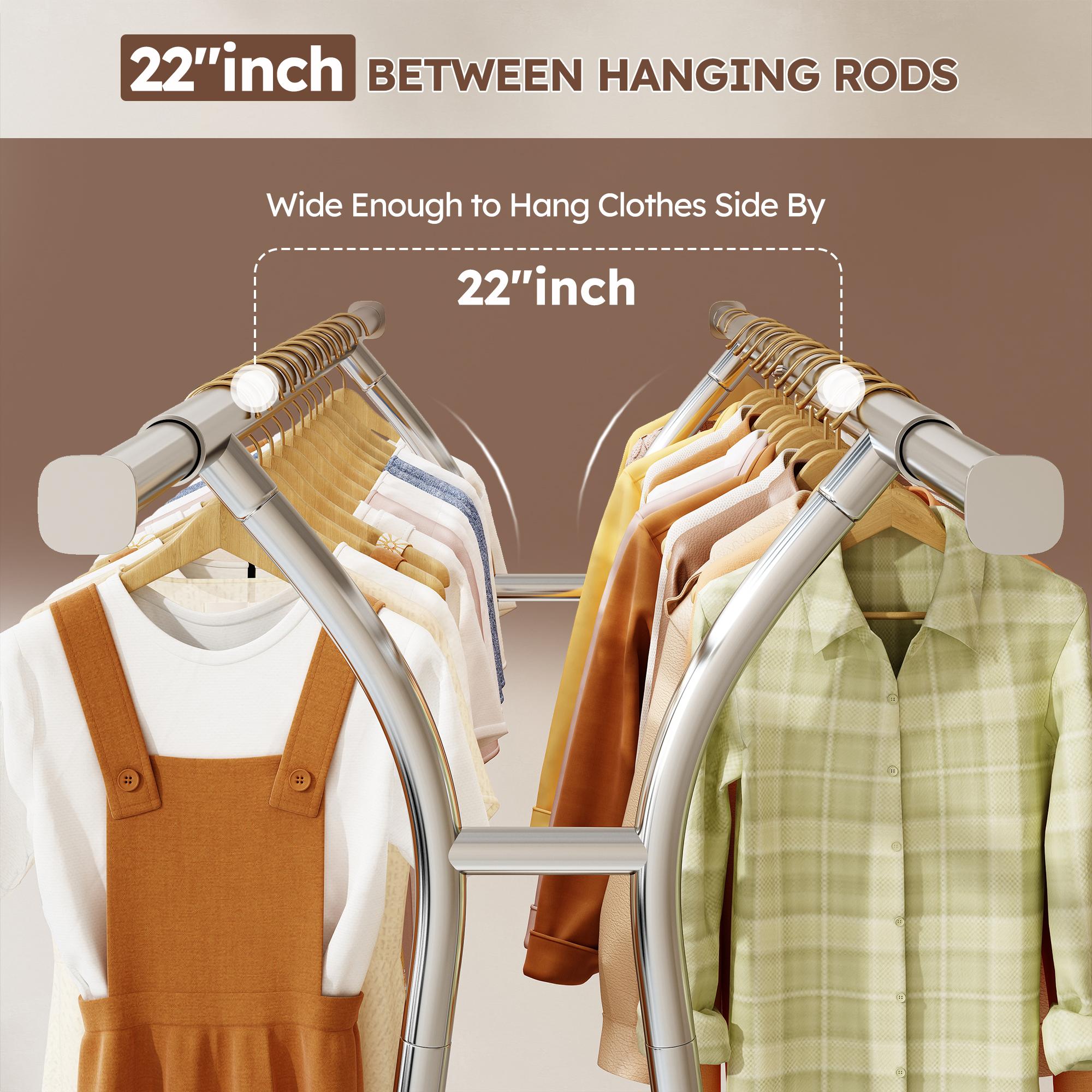 [RaybeeBrandyDay]Raybee Clothes Rack, Heavy Duty Clothing Rack Holds 441 LBS with Wheels & Shelf, Extendable, Adjustable, Commercial Garment Rack 22" D x 75" W x 68" H [BlackFridayCyberMonday]