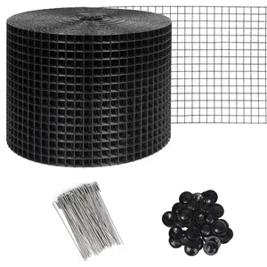 Solar Panel Bird Guard Mesh| 6in x 100ft Black PVC Coated Heavy Duty Galvanized Mesh Roll,60pcs Stainless Steel Clips Fasteners,Critter Guard Roll Kit for Solar Panel