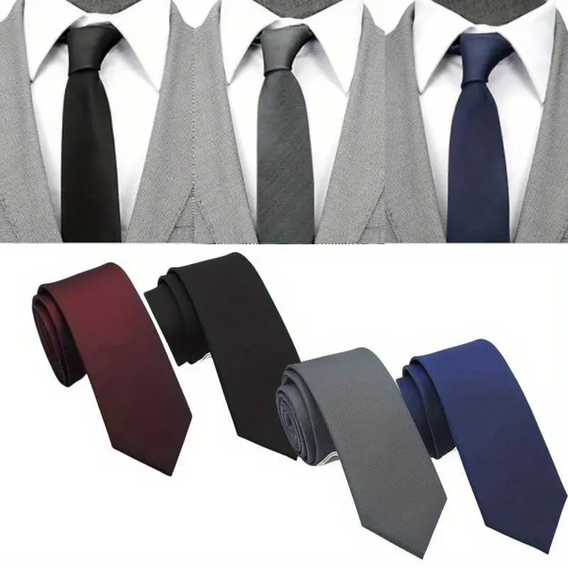 4PCS Men's 2.5 Inch Stylish Tie Set,Skinny Solid Ties for Men,Ties Set for Business Wedding Party,Classic Solid Color Tie for Men