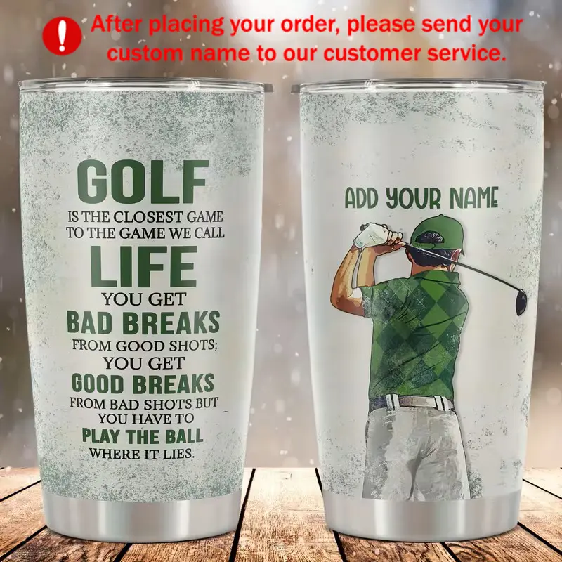 Father's Day Gifts for Dad, Personalized Golf Lover 20oz Tumbler, Custom Name Engraved Travel Mug with Funny Golf Quote, Valentine's Day Easter Romantic Gift for Boyfriend Husband, Ideal Birthday Christmas Present for Golf Enthusiasts