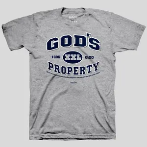 Christian Vintage T-Shirt Inspired God's Property Sport Grey Short Sleeve Crew Neck Vintage Retro Collegiate Style
