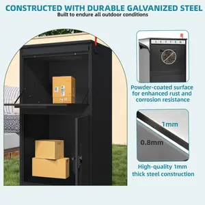 YITAHOME Package Delivery Boxes for Outside, 16.5x13.8x25.4/18.9x15x35.4 inch Large Parcel Drop Box with Coded Lock, Anti-Theft Lockable Waterproof Parcel Storage Box for House, Porch, Curbside, Black