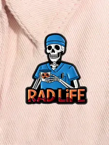RAD Life Enamel Pin Punk Skeleton Radiologist Doctor Medical Alloy Brooch Lapel Backpack Badge Fashion Jewelry Accessories Gift for Friends