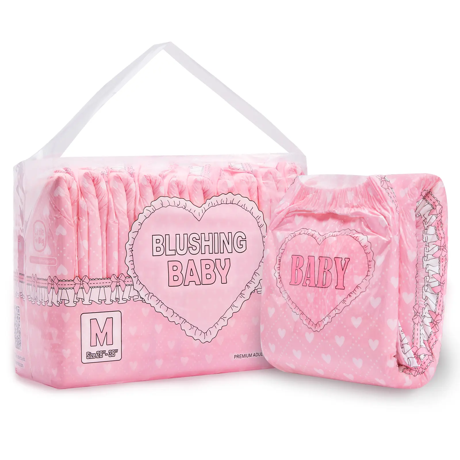 LITTLEFORBIG Blushing Baby Adult Diapers, Leak-Proof with Plastic Backing, Ultra-Soft Disposable Briefs with Quick-Dry Core for Adults, 10 Count