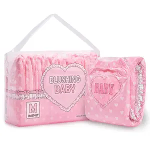 LittleForBig Blushing Baby Adult Diaper 10 Pieces - Soft Pink Printed Diapers with Ultra-Soft Padding & Quick Absorbency Core