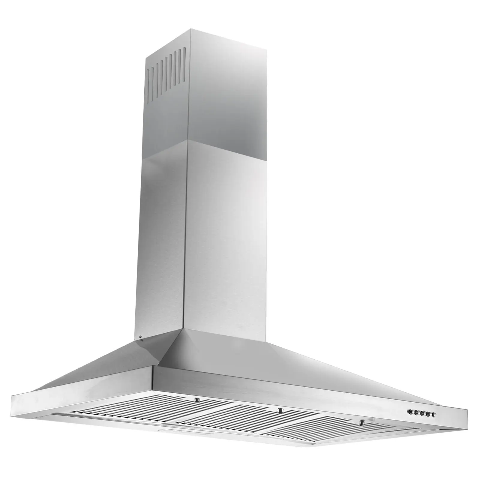 36-Inch Wall-Mount Stainless Steel Range Hood (Model ZMS-0190B) - 450 CFM 3-Speed Exhaust Fan, 120v/60hz, Ducted/Ductless Touch Control, 2 Filters, LED Light, Classic Shape, Smoke Removal, Durable Kitchen Appliances, 35.2" W x 18.3" L x 36.6" H