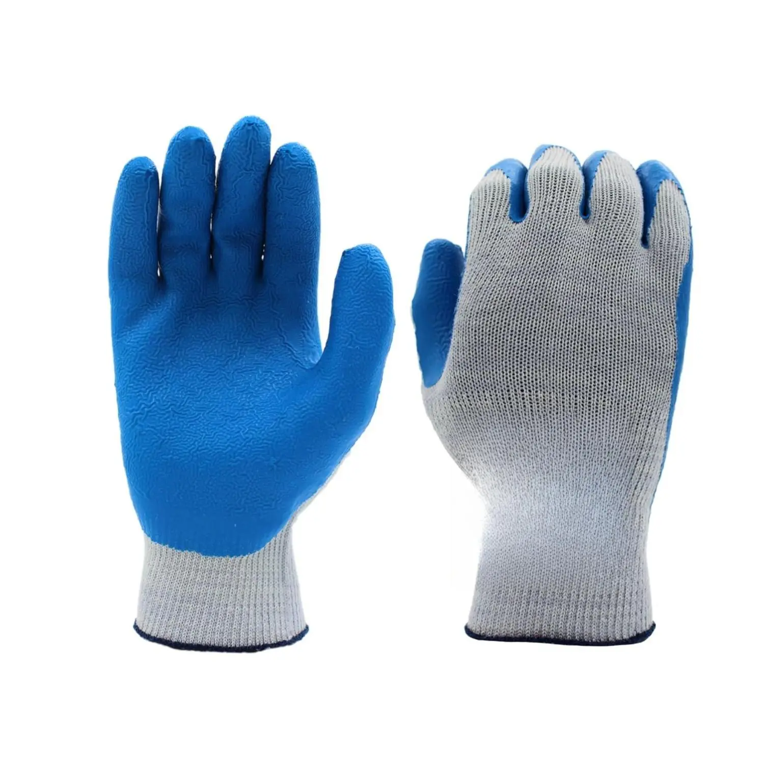 SHOWA Atlas 300 Natural Latex Palm Coated General Purpose Work Glove with Poly/Cotton Liner 10-Gauge Blue Large Ergonomic Fit for Construction & Gardening
