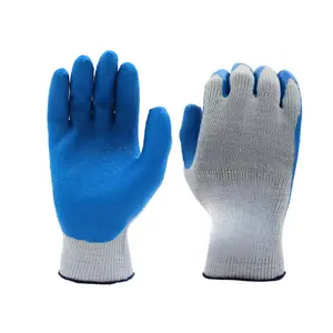 SHOWA Atlas 300 Natural Latex Palm Coated General Purpose Work Glove with Poly/Cotton Liner 10-Gauge Blue Large Ergonomic Fit for Construction & Gardening