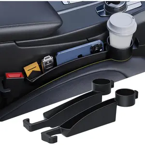 Car Seat Gap Filler Set of 2, Upgraded Car Side Seat Gap Fillers with Organizer, Cup Holder & Hook Function, Inserts Between Front Seats Console Catcher 4i