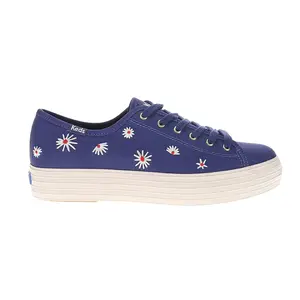 Keds Womens Triple Kick Canvas Daisy Embroidered Lace Up Sneakers Shoes Casual - Blue