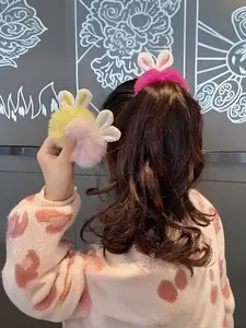 9pcs New Style Hair Tie Set, Cute Rabbit Ears Design, Soft Plush Material, Perfect for Autumn & Winter Headwear Accessories