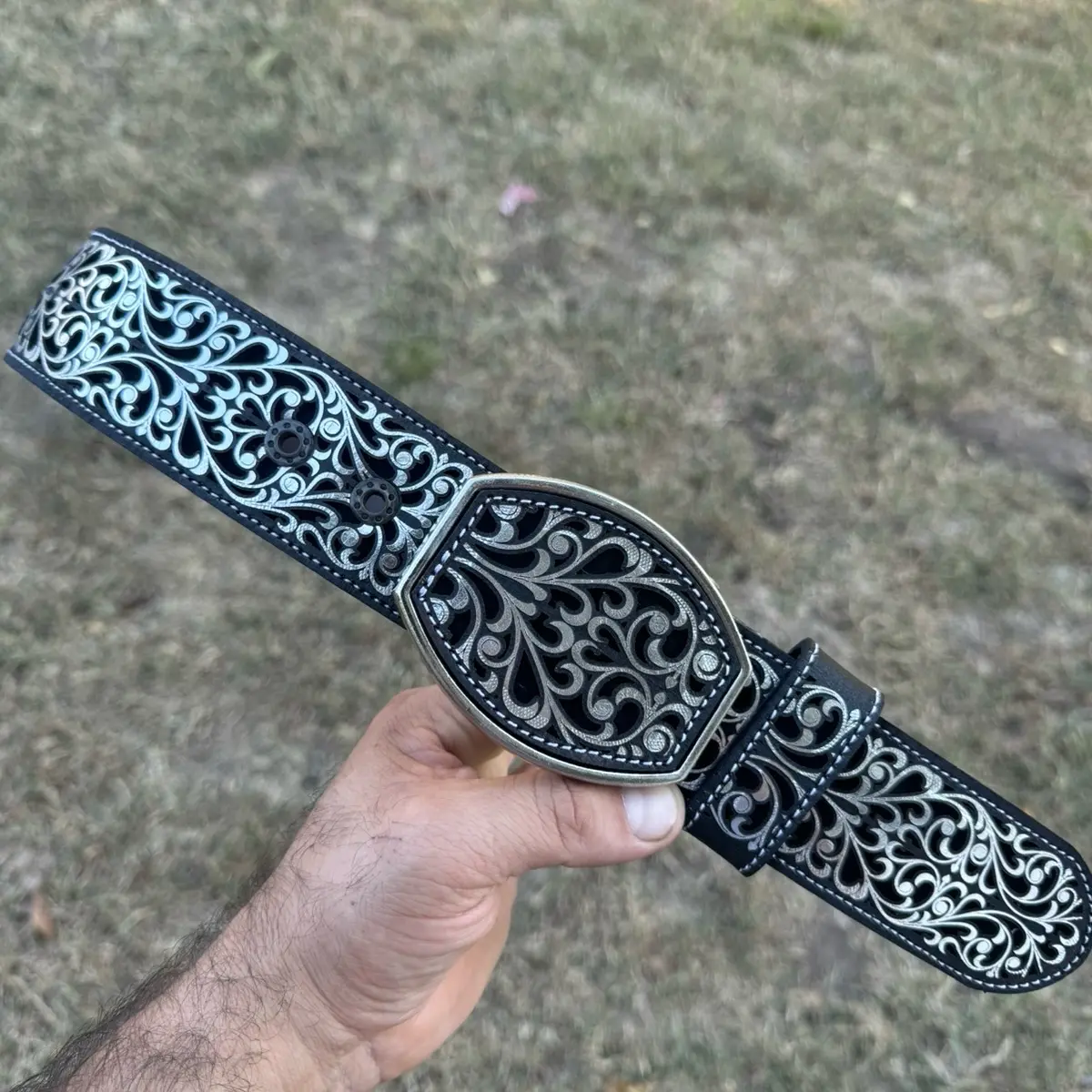 Western Belt Cinturon Vaquero Ramos Plata
