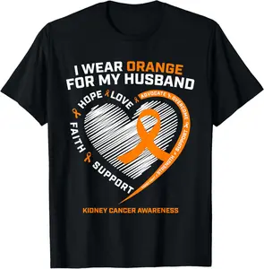 100% Cotton Unisex Family Husband Kidney Cancer Awareness Gifts Men Women Wife T-Shirt