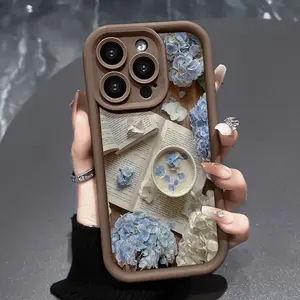 Phone Case for iPhone 16 Pro Max 15 Plus 14 13 12 11 XR XS Hydrangea Anti-Scratch Shockproof TPU Bumper Drop-proof Cover