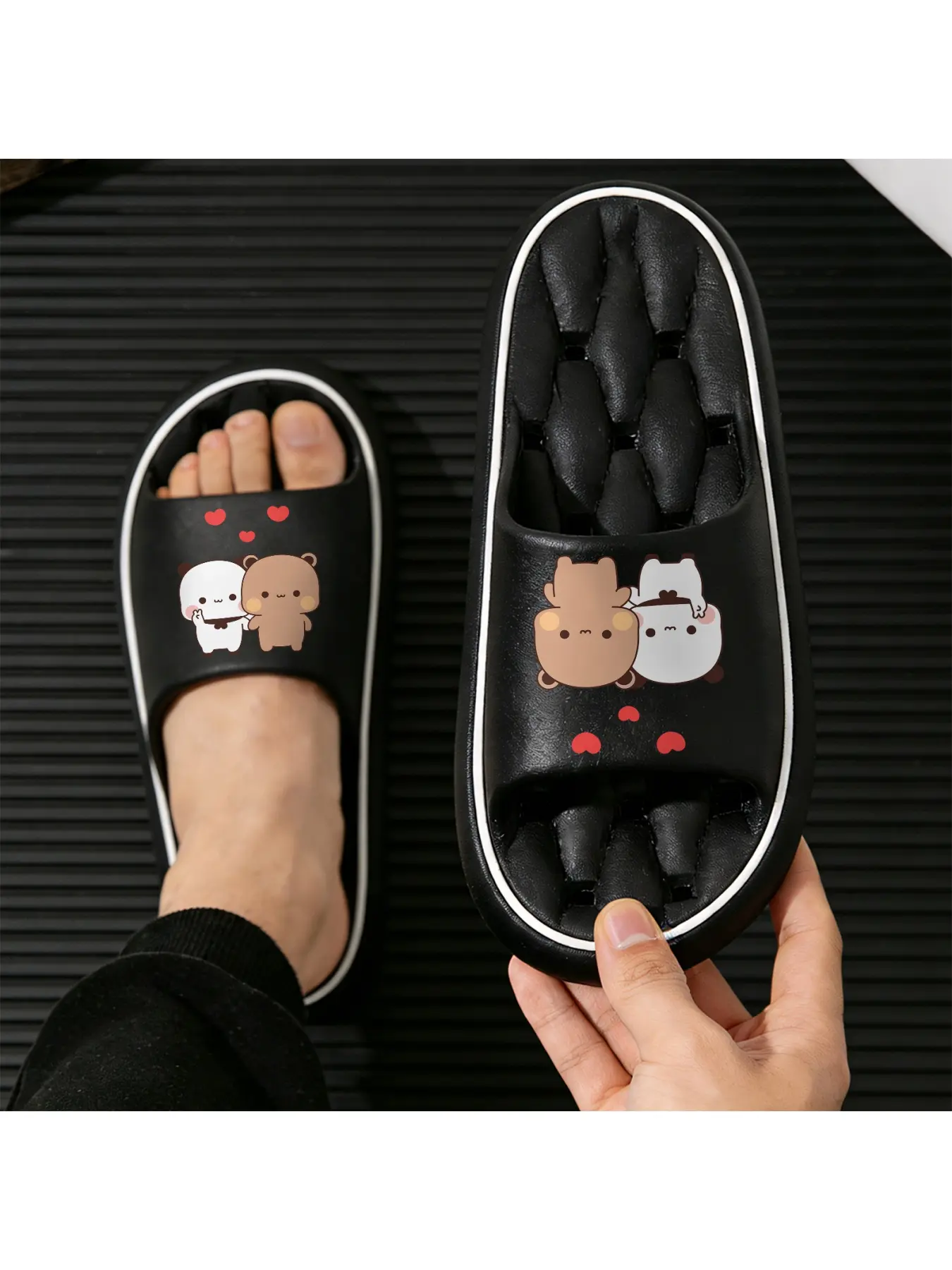 Capybara & Panda Cartoon Slippers, Cute Couple Style Non-slip Soft Sole Slides, All-match Casual Slippers for Spring Summer Autumn, Cozy Cloud-like Foot Feel Slippers for Indoor Outdoor Bathroom, Soft Cushioned Slippers