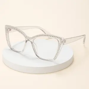 Glitz Has Glam Blue Light Glasses - Stylish Eyeglass with White Rhinestone-Accent Frame, High Quality Eyewear for Eye Comfort & Fashionable Wear, Lightweight Design
