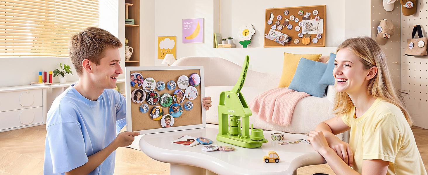 VEVOR Button Maker Machine, 0.98 in, Plastic Pin Maker with 500pcs Button Parts, Mr. Panda Magic Book, Circle Cutter and Hex Wrenches, Reinforced Ergonomic Handle, for DIY Badges, Personalized Pins