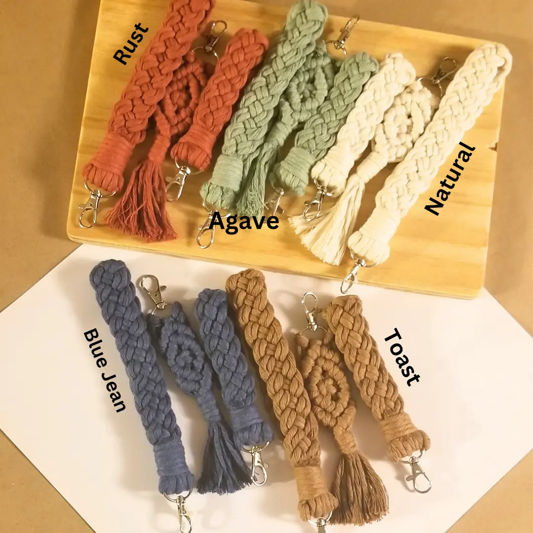 Macrame Keychains, Macrame Braided Wristlets and Finger Loops