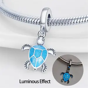 1 Piece Silver Plated Sea Turtle Fashion Women's Pendant, Weight 2.1g/0.07oz, Suitable for Original 3mm Bracelet DIY Jewelry Making