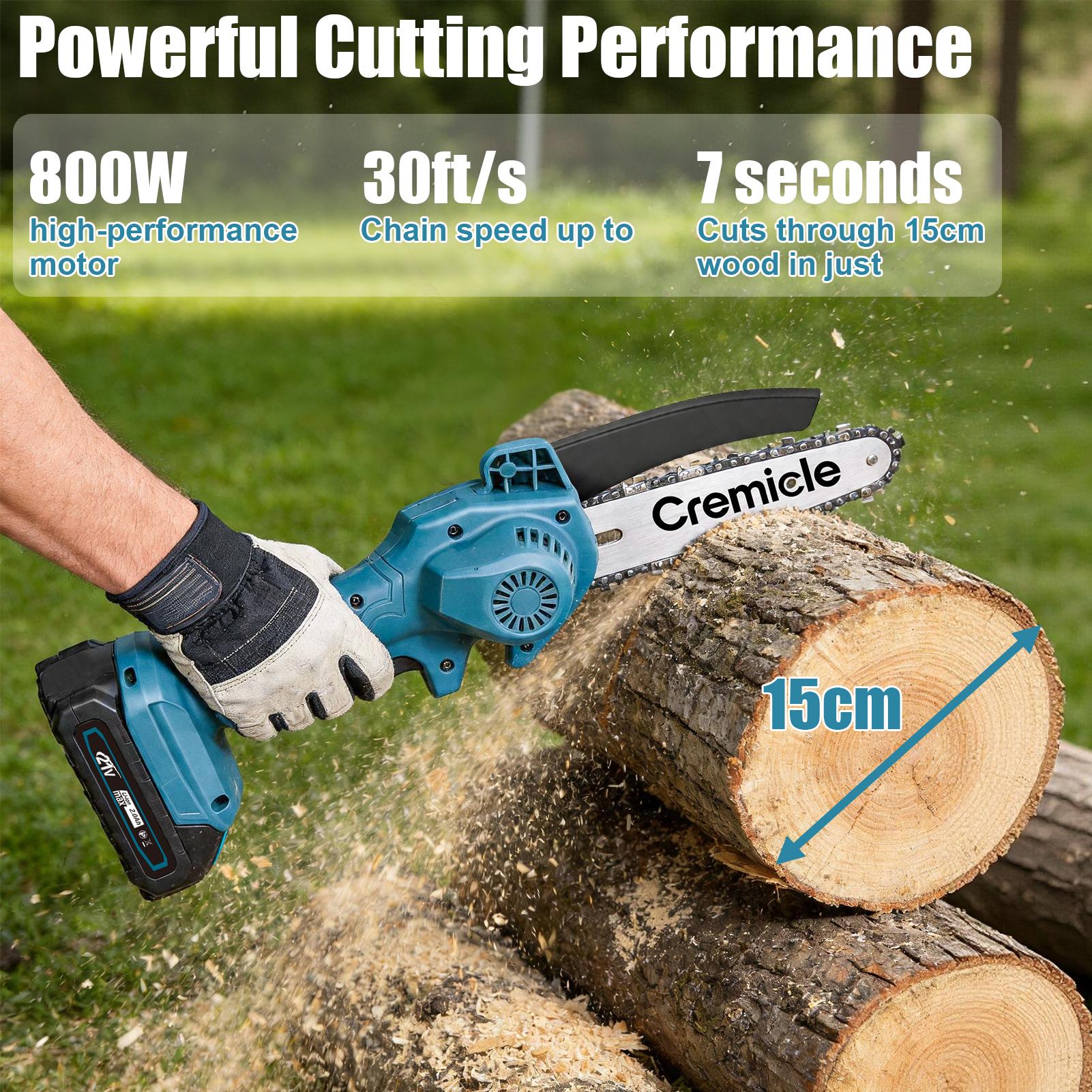 Mini Chainsaw, 6-inch Mini Chainsaw Cordless, Handheld Electric Power Chain Saw with 2 Batteries, for Tree Trimming Wood Cutting