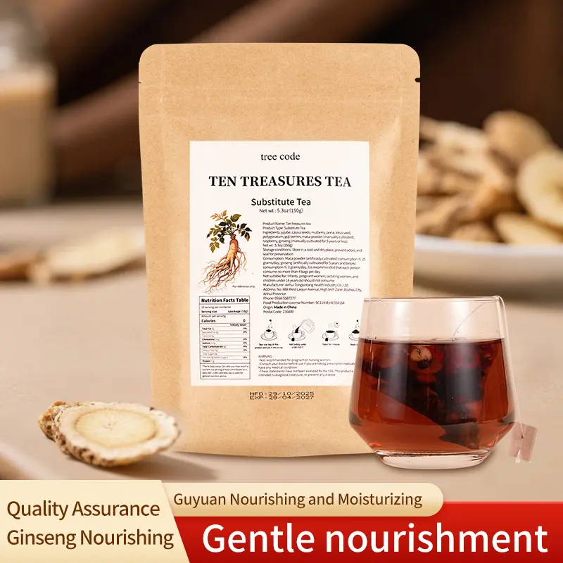 Treecode Herbal Liver & Kidney Detox Tea Bags-Clears morning grogginess- Health tea-Kidney tea-teasathome— Ginseng, Maca, Sea Cucumber, Red Dates, Longan, Raspberry, Goji Berry, Yam, Lotus Seed, Mulberry Blend — Naturally Supports Liver and Kidney Health-