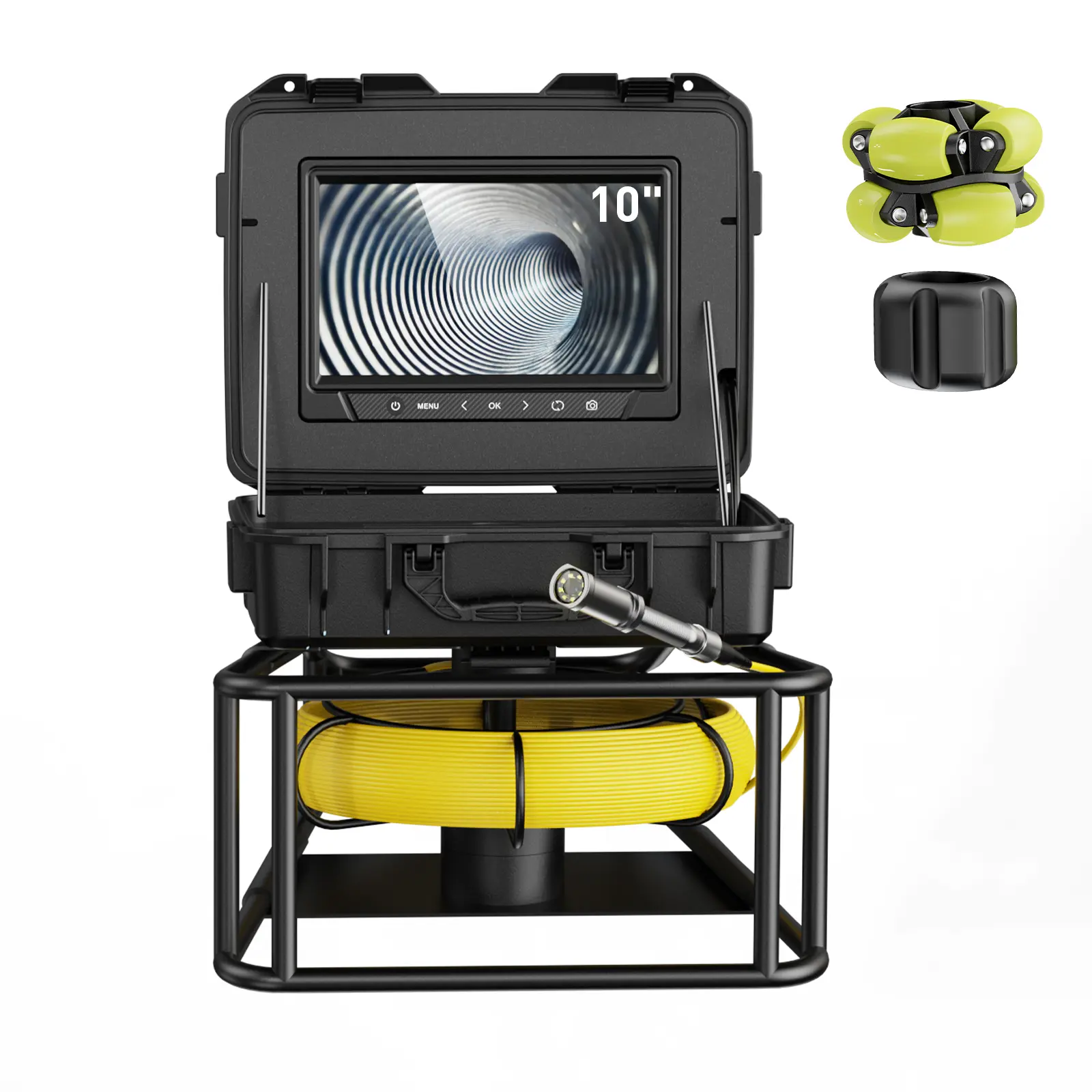 Handheld 2-Way Articulating 10.1" Ultra HD IP68 Sewer Pipeline Inspection Camera, 9' IPS Screen Borescope with LED Lights, Home Wall Duct Drain Pipe Diagnostic Tool for 100ft/165ft Fiberglass Industrial Car Repair Endoscope