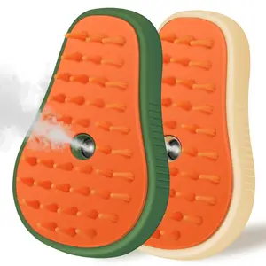 Cute Cat Steam Brush 3 in 1 Dog Steamy Brush Silicone Massage Grooming Comb Pet Hair Cleaning Misting Comb for Cats Dogs(Avocado White/Green)