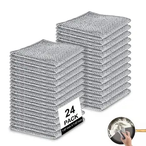 Multipurpose Non-Scratch Dishcloths 20 Counts single layer Dishwashing Rag，Multipurpose Non-Scratch Wire Dishcloths for Wet and Dry Use, Reusable Wire Cleaning Cloths for Kitchen, Sinks, and Pans Silver Removable, Washable & More
