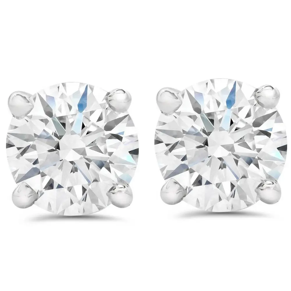 3 Cttw Diamond Studs With Screw Backs 14k White Gold Lab Grown