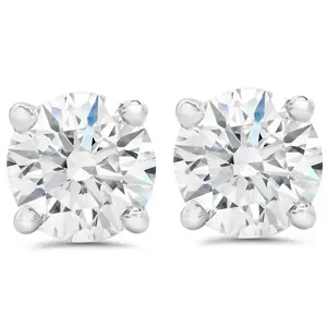 3 Cttw Diamond Studs With Screw Backs 14k White Gold Lab Grown