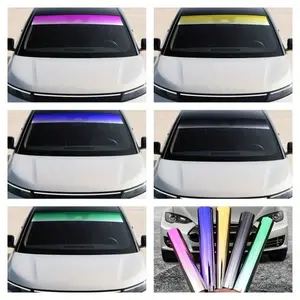 1PC Car Windshield Sunshade Sticker, 20X150CM Gradient Color Auto Front Windshield Banner Vinyl Film, UV Blocking Heat Insulation Protective Film, Rear Gear Sunshade Decorative Decals Sticker, Car Decorative Sticker for Most Car, Windscreen Shade Cover