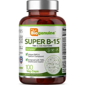 Biophix Super B-15 Complex 100 Vegetarian Capsules - GMO Free, Natural Vitamin Supplement with DMG & TMG for Energy Boost