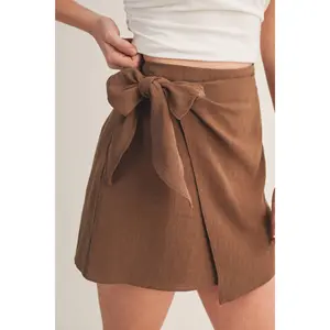 TIE WAIST WRAP SKORT