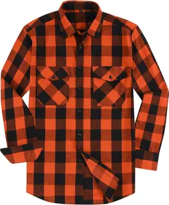 Mens Button Down Shirts Fitted Long Sleeve Casual Buffalo Plaid Checkered Flannel Shirt