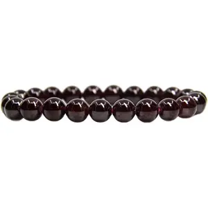 Natural AA Red Garnet Gemstone 8mm Round Beads Stretch Bracelet 7 Inch Unisex