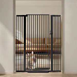 PAWGIANT 55" Extra Tall Pet Gate With Adjustable Cat Door, Wide 29.5-43" Safety Gate, No Drilling Pressure Mounted Dog Gate For Doorway, Hallway, Stairs