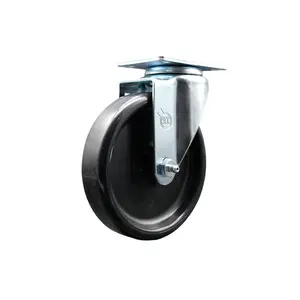 Payson Casters 050-5PJ  Replacement Swivel Caster – 5 Inch Black Polyolefin Wheel – 300 lbs. Per Caster - Service Caster Brand