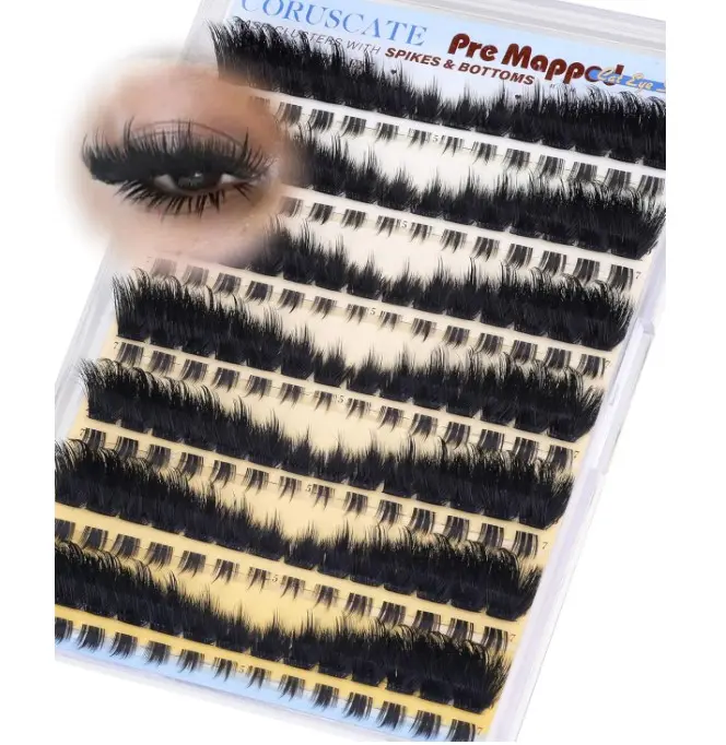 CORUSCATE Lash Clusters Dramatic Cluster Eyelash Extensions Spikes Lashes Cluster with Bottom Lashes Mink Strip Individual Lashes Mega Spikes Full Eyelash Clusters Pre Mapped Cat Eye Lash Extension