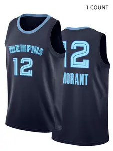 #12 Memphis Basketball Jersey for Men, Breathable Sleeveless Basketball Uniform with Stitched Name & Number, Casual Sportswear for Game Day, Training, Daily Wear, S-3XL