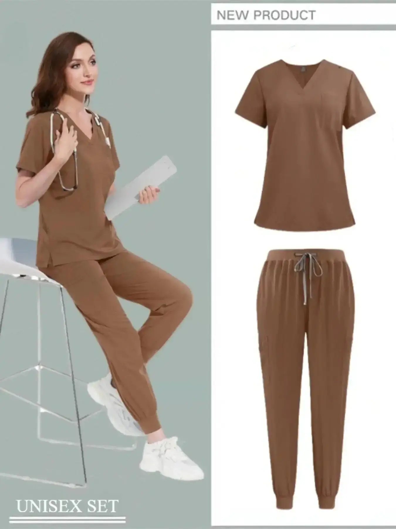 Multi-color Scrub Set Quick-drying Comfortable Skin-friendly Pet Hospital Doctor Nurse Suit Grooming Workwear Uniforms Scrubs Uniform for Men and Women Two-piece smart casual elevated basics