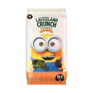 MANJUN x Minions Korean Roasted Seaweed Snacks - Sea Salt Flavor, 4.5g x 9 Packs, Crispy Seaweed Crisps, Licensed Collaboration