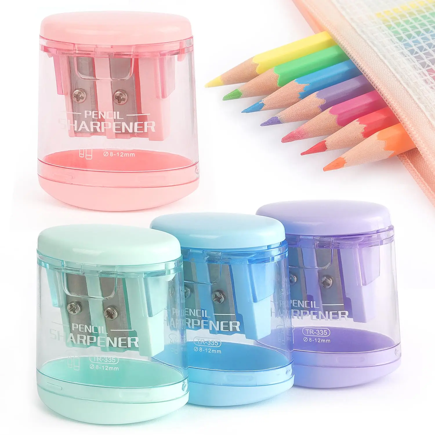 Tamaki Pencil Sharpeners Manual Dual Holes, 4 Pack | Compact Colored Handheld Pencil Sharpener for Kids, School, Office