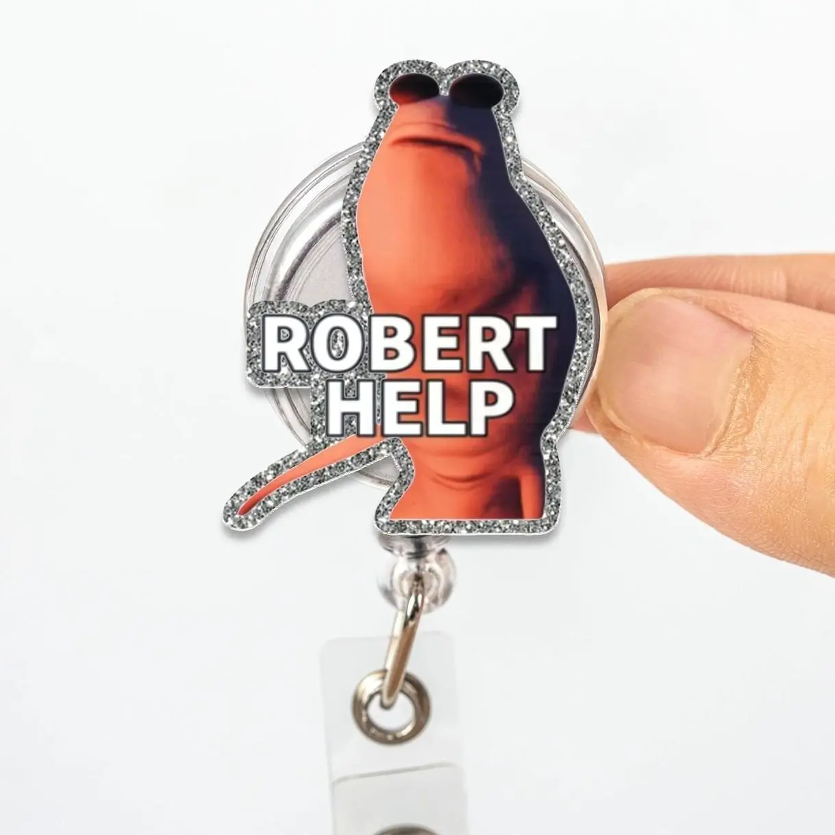 Marcus the Worm Robert Help Badge Reel, Viral Tiktok Name ID Holder Badge Reel, Trendy Nurse Name Badge, Aesthetic Hospital Clip, Badge Reel