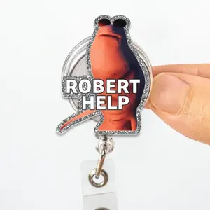 Marcus the Worm Robert Help Badge Reel, Viral Tiktok Name ID Holder Badge Reel, Trendy Nurse Name Badge, Aesthetic Hospital Clip, Badge Reel